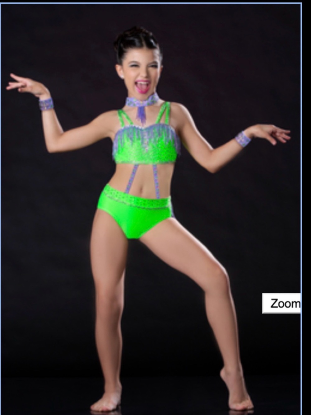 Glamour Neon Green and Lavender Dance Costume